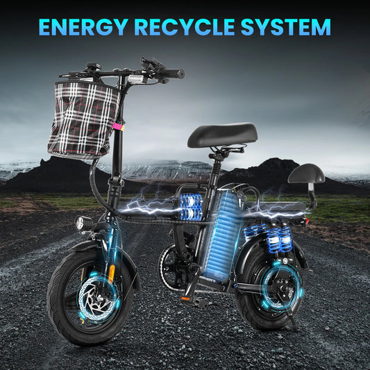 Foldable E-Bike 20MPH Foldable Adult Electric Bicycle 48V 20Ah Folding Commuter Electric Bike with Removable Battery