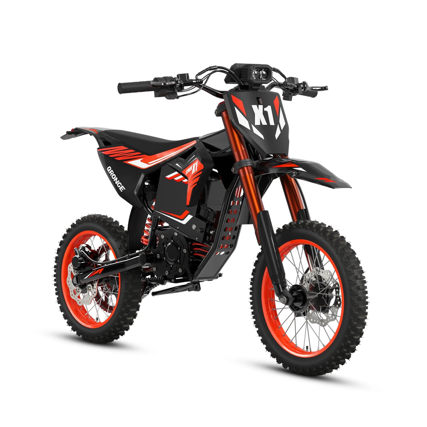 QRONGE X1 Spark Electric Dirt Bike 4500W Peak Motor 60V 28.8AH Electric Motorcycle 60 Miles Range 14/12" Fat Tire Snow E-bike 