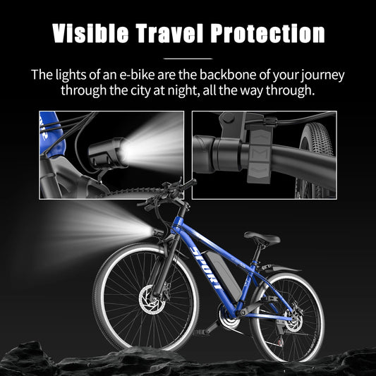 Electric Bike for Adults, 1500W Peak Mountain Ebike with 25 MPH, 65 Miles Range, 7 Speeds, 48V 10Ah Removable Battery 26" Ebike