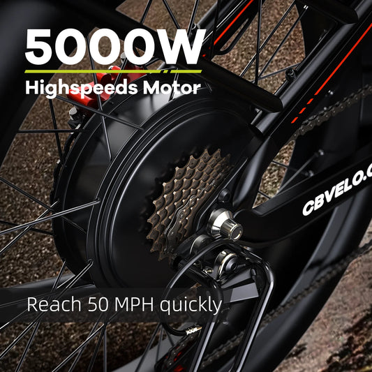 Cybervelo 5000w Peak Built-in Battery Ebike, 100 Miles Range MTB Sand 26" Fat Tire, 52V 40Ah Outdoor Electric Bike for adult EK9