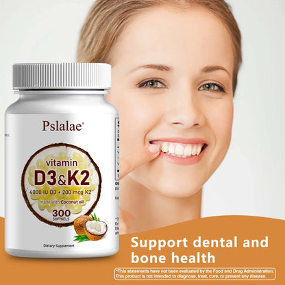 Vitamin D3 and K2 Softgels - Promotes Absorption, Digestion, and Maintains Health - 300 Softgels