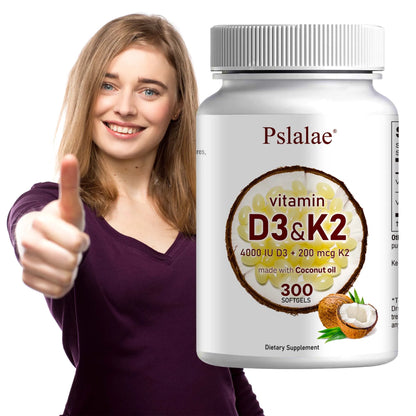 Vitamin D3 and K2 Softgels - Promotes Absorption, Digestion, and Maintains Health - 300 Softgels