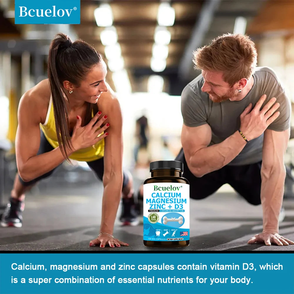 Calcium Magnesium Zinc Capsules with Vitamin D3 - Bone/Teeth/Heart Support, Immune & Nerve Health, 30/60/120 Counts