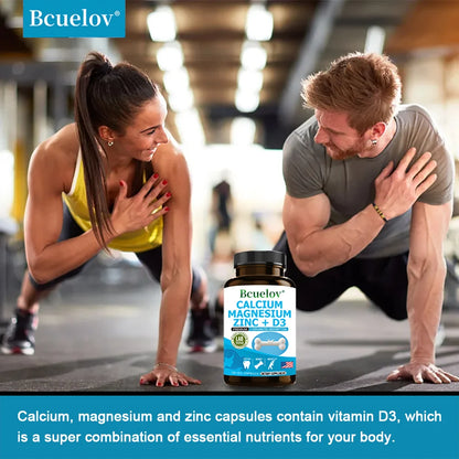 Calcium Magnesium Zinc Capsules with Vitamin D3 - Bone/Teeth/Heart Support, Immune & Nerve Health, 30/60/120 Counts