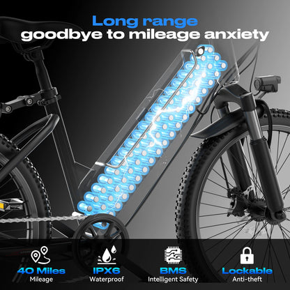 Electric Bike for Adults, 1500W Peak Ebike, 60Miles 25MPH Electric Mountain Bike, 26" Adult Electric Bicycle with 48V Battery