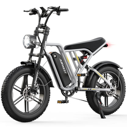 Airwest X5 Adult Electric Bike, 750W Peak Power, 48V 13Ah Battery, 20“*4 Fat Tire Ebike, 28MPH, UL 2849, 1 Year Warranty