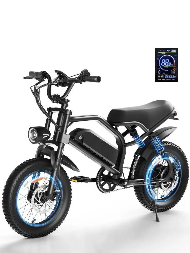 Electric Bike for Adults & Teens – 750W Motor 65Nm Torque, 48V 15Ah Removable Battery, Full Suspension, 3 Riding Modes