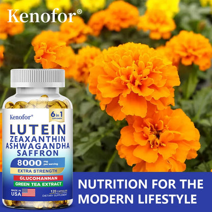 Lutein and Zeaxanthin Supplements, 8000mg Per Serving | Essential Eye Vitamins & Vision Health Dietary Supplement, NON-GMO