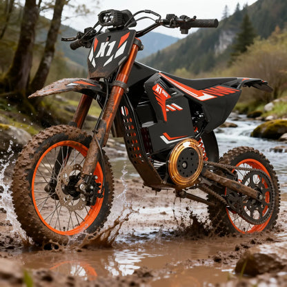 QRONGE X1 Spark Electric Dirt Bike 4500W Peak Motor 60V 28.8AH Electric Motorcycle 60 Miles Range 14/12" Fat Tire Snow E-bike ﻿