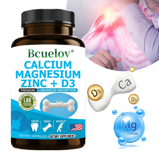 Calcium Magnesium Zinc Capsules with Vitamin D3 - Bone/Teeth/Heart Support, Immune & Nerve Health, 30/60/120 Counts