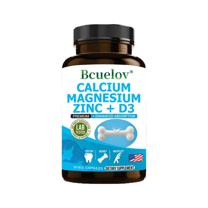 Calcium Magnesium Zinc Capsules with Vitamin D3 - Bone/Teeth/Heart Support, Immune & Nerve Health, 30/60/120 Counts