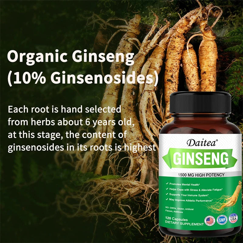 Ginseng Extract Capsules - 1500 MG High Potency - Improve Immunity and Endurance, Enhance Athletic Ability, and Refresh The Mind