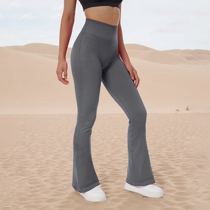 Women Ribbed Seamless Flare Leggings Sports Running Workout Fitness Pants Bootcut High Waist Push Up Flared Yoga Pants Women