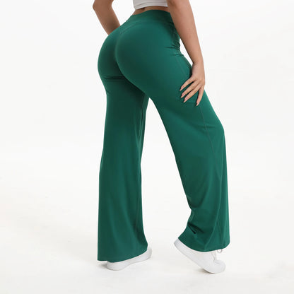 NCLAGEN SoftMotion Straight Leg Bottoms Women's Mid-Waist Yoga Pants GYM Leggings Naked Feel Pilates Running Sports Trousers
