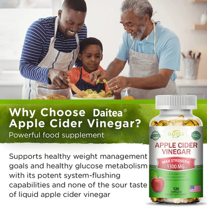 Apple Cider Vinegar Extract Supplement - Boosts Energy Levels, Fat Burning, Digestive Health, Natural and Non-GMO