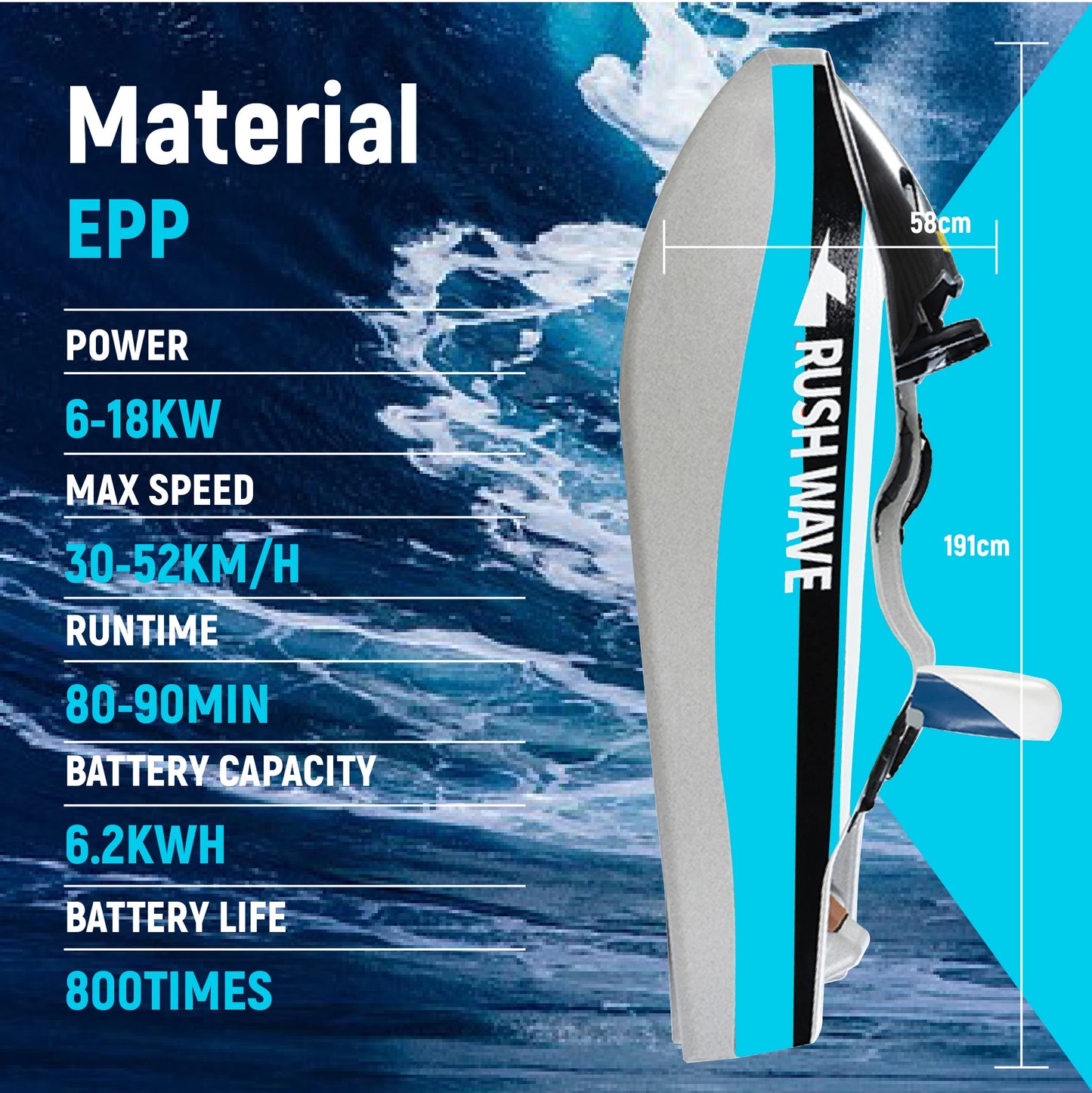 Professional Electric Aqua Kart Boat Mini Wave Jet Ski Hoverboard 72v Battery Voltage 2 Wheels Surfboard for Ocean Waters 72v