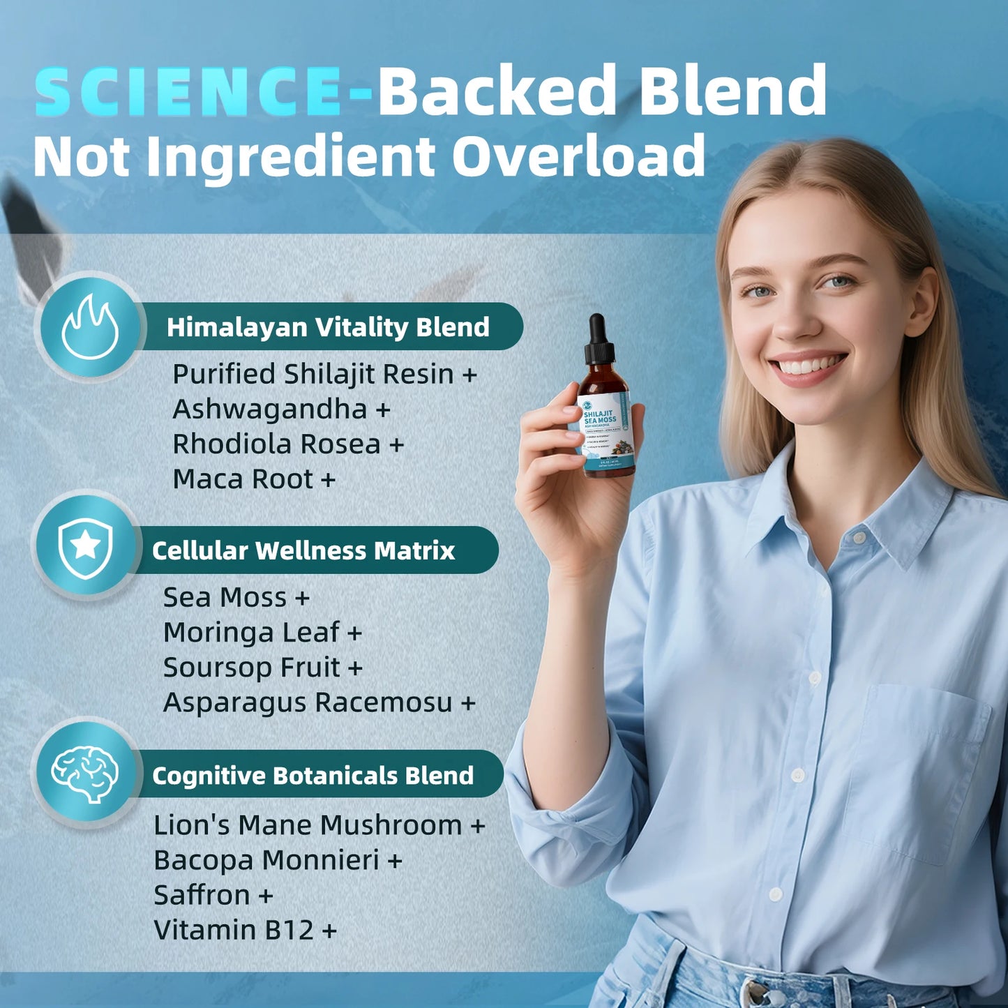 Minch 12-in-1 Shilajit Drops with Sea Moss,Ashwagandha,Maca & Ginkgo Biloba Supplement with 85+ Trace Minerals and Fulvic Acid