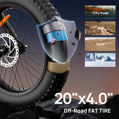 1500W Peak Electric Mountain Bike 48V 15.6Ah Removable Battery 28MPH 100 Mile Range 20X4" Fat Tire E-Bike Free Shipping Hot Sale