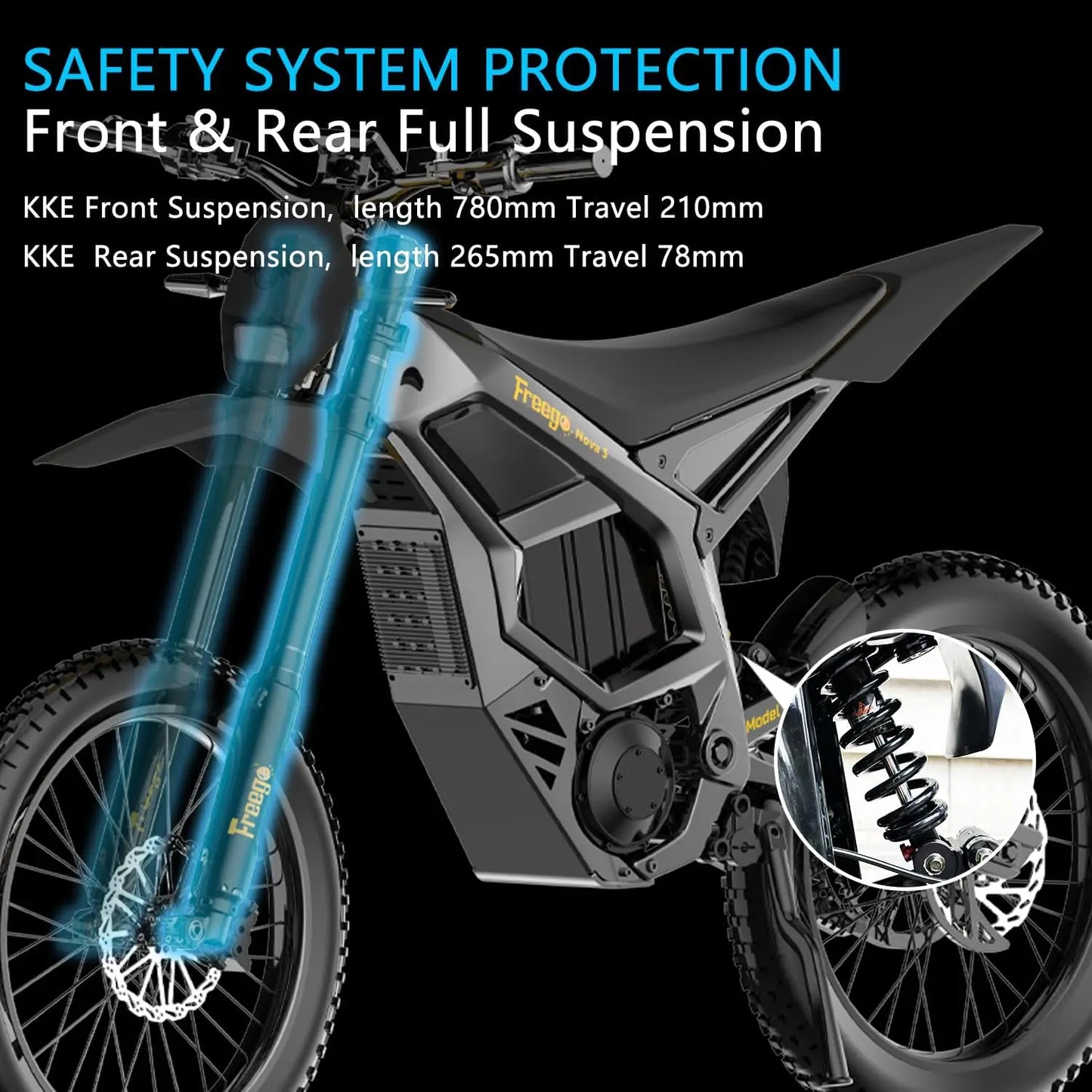 Freego Electric Dirt Bike 72V 40Ah 8000W Peak Mid-Drive Motor 53 MPH Electric Motorbike Motorcycle 4-Piston Hydraulic Brakes