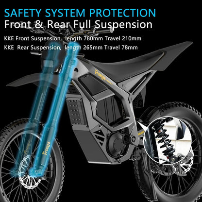 Freego Electric Dirt Bike 72V 40Ah 8000W Peak Mid-Drive Motor 53 MPH Electric Motorbike Motorcycle 4-Piston Hydraulic Brakes