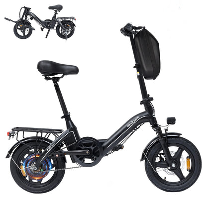 Bodywel T16Pro Adult Electric Bike 14" Foldable eBike, 750W Motor 22MPH Max Speed 36V 10.4AH Battery Commuter Electric Bicycle