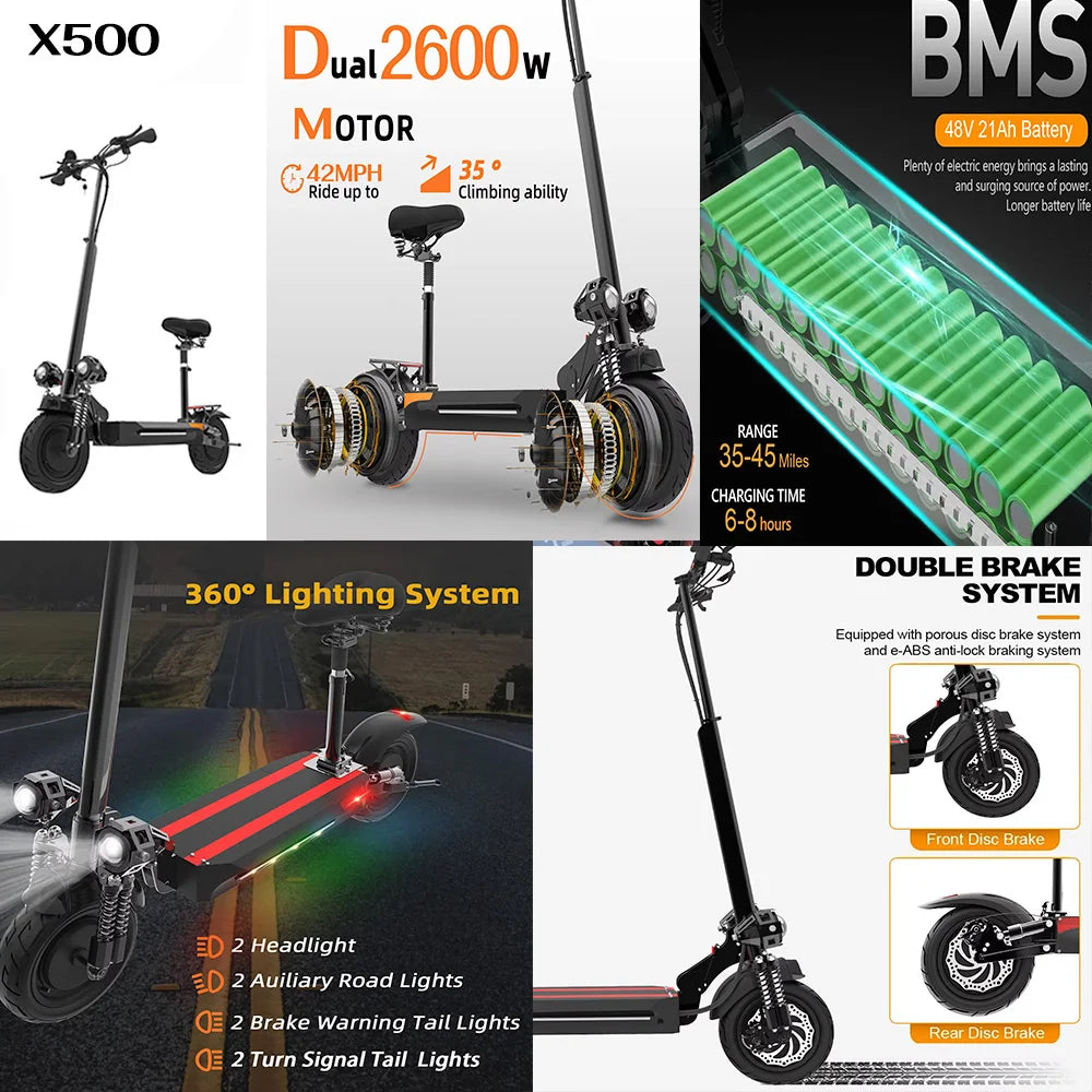 MX AU USA SA CA  in Stock 500W-6000W Adults Electric Scooter 10" 11" Fat Tires Foldable Escooter Free Shipping