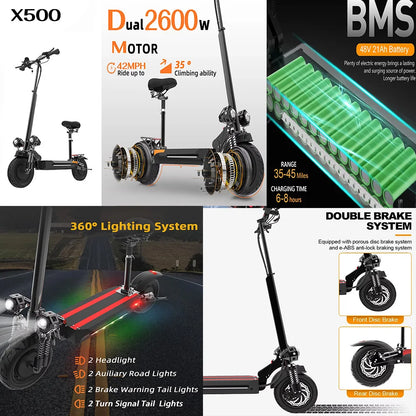 MX AU USA SA CA  in Stock 500W-6000W Adults Electric Scooter 10" 11" Fat Tires Foldable Escooter Free Shipping