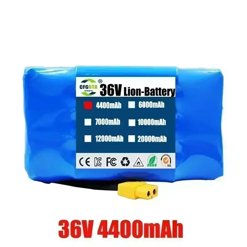 36V 20000mAh Superior Lithium-Ion Rechargeable Battery for Electric Self-Suction Hoverboard Unicycle 20AH Long-Lasting Power