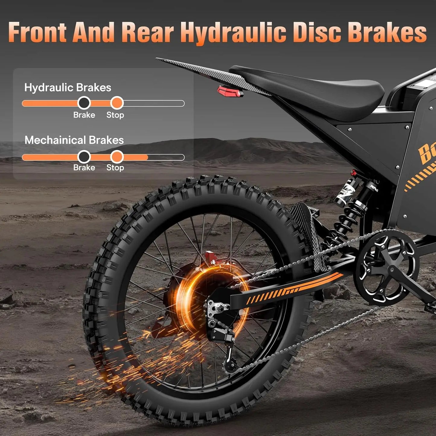 BOPZIN Q8 Electric Bicycle 5000W 60V 35AH 45 MPH 25x3" Fat Tires Electric-Motorcycle Hydraulic Brakes Full Suspension UL2849