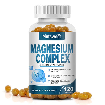 Complex Magnesium Capsule Supplements, Nervous System, Muscle And Bone Support Sleep, Energy, Leg Cramps, Headaches