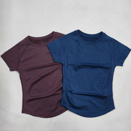 2-piece tight-fitting sports short sleeves, high-elastic moisture-wicking quick-drying seamless short sleeves,  for women, yoga