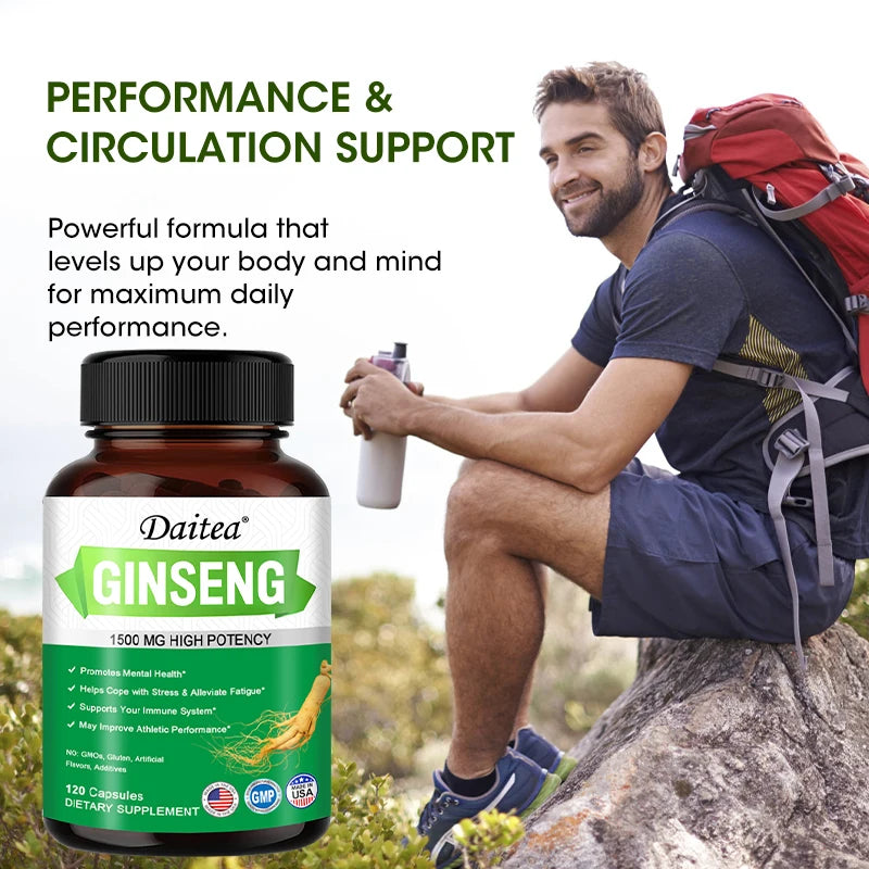 Ginseng Extract Capsules - 1500 MG High Potency - Improve Immunity and Endurance, Enhance Athletic Ability, and Refresh The Mind