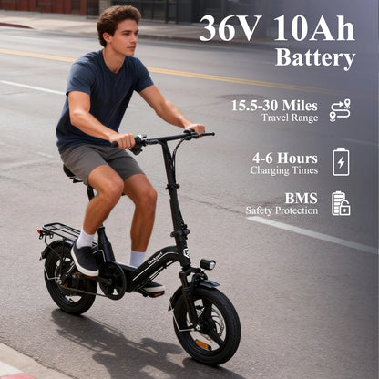 Bodywel T16Pro Adult Electric Bike 14" Foldable eBike, 750W Motor 22MPH Max Speed 36V 10.4AH Battery Commuter Electric Bicycle