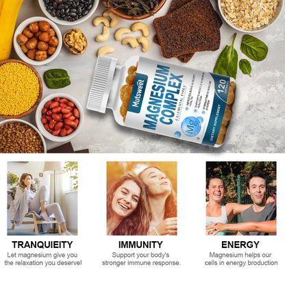Complex Magnesium Capsule Supplements, Nervous System, Muscle And Bone Support Sleep, Energy, Leg Cramps, Headaches
