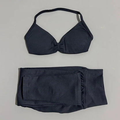 2 Piece Sport Set Women Yoga Backless Halter Bra High Waist Scrunch Seamless Pants Sport Suit Gym Sportswear Workout Set