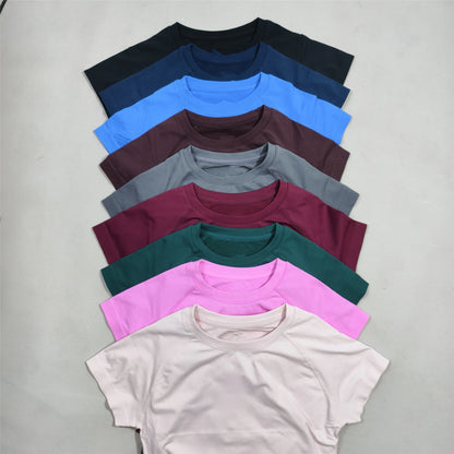 2-piece tight-fitting sports short sleeves, high-elastic moisture-wicking quick-drying seamless short sleeves,  for women, yoga