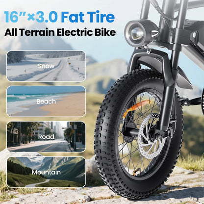 Electric Bike for Adults & Teens – 750W Motor 65Nm Torque, 48V 15Ah Removable Battery, Full Suspension, 3 Riding Modes