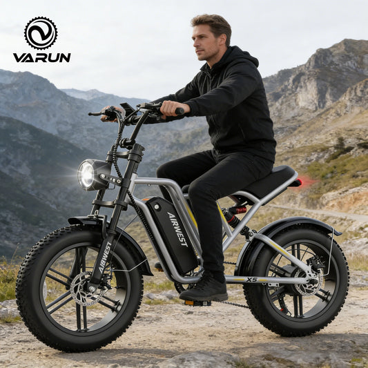 Airwest X5 Adult Electric Bike, 750W Peak Power, 48V 13Ah Battery, 20“*4 Fat Tire Ebike, 28MPH, UL 2849, 1 Year Warranty