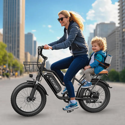 Kickwey LD20 Adult Electric Bike 1500w 32MPH 48V20ah Mountain Electric Bicycle 20 Inch Fat Tire Motorcycle E Bike