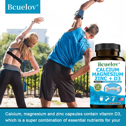 Calcium Magnesium Zinc Capsules with Vitamin D3 - Bone/Teeth/Heart Support, Immune & Nerve Health, 30/60/120 Counts