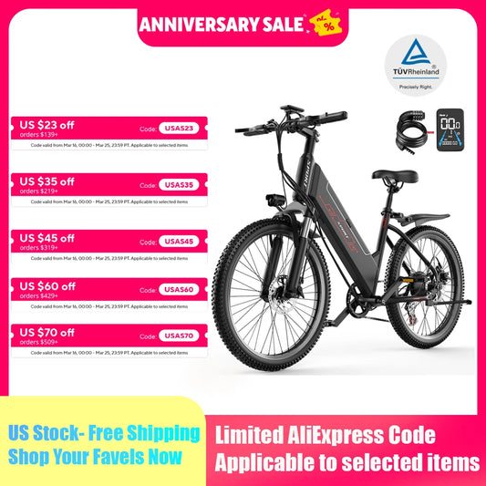 Electric Bike for Adults, 1500W Peak Ebike, 60Miles 25MPH Electric Mountain Bike, 26" Adult Electric Bicycle with 48V Battery