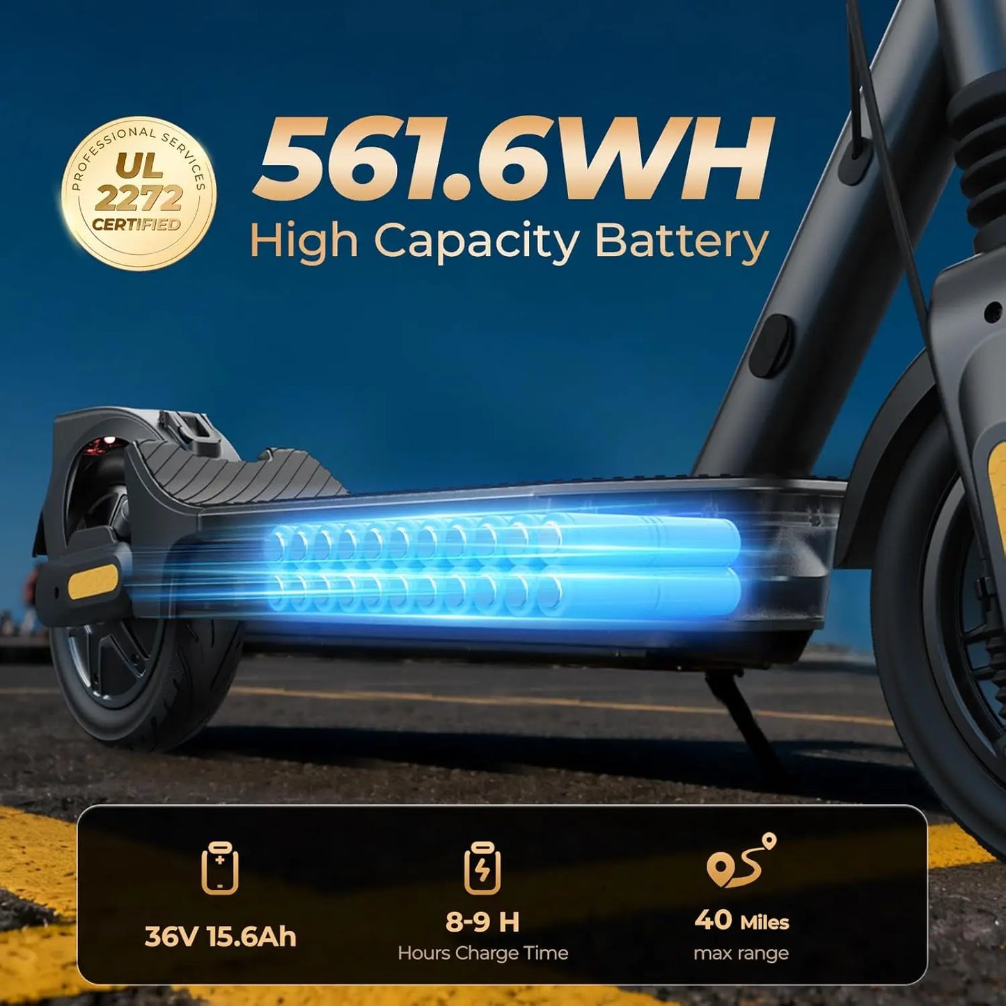 Foldable E-Scooter 1000W 10" Tubeless Tire 40 Miles Long Range Dual Shock Absorption APP Urban Commuter Scooter Family Use