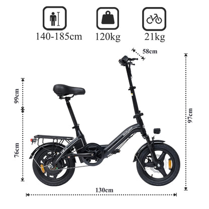 Bodywel T16Pro Adult Electric Bike 14" Foldable eBike, 750W Motor 22MPH Max Speed 36V 10.4AH Battery Commuter Electric Bicycle