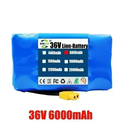 36V 20000mAh Superior Lithium-Ion Rechargeable Battery for Electric Self-Suction Hoverboard Unicycle 20AH Long-Lasting Power