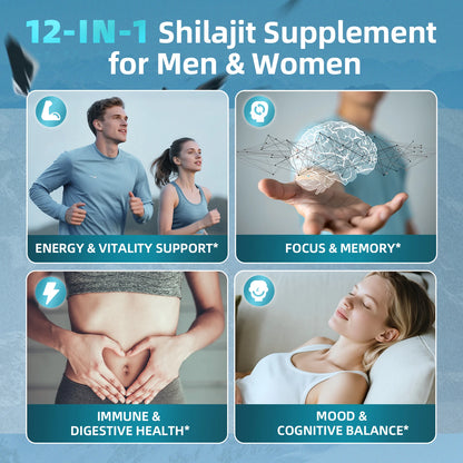 Minch 12-in-1 Shilajit Drops with Sea Moss,Ashwagandha,Maca & Ginkgo Biloba Supplement with 85+ Trace Minerals and Fulvic Acid