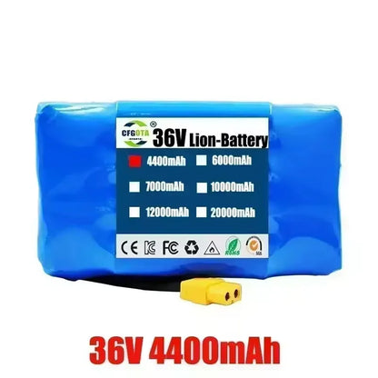 36V 20000mAh Superior Lithium-Ion Rechargeable Battery for Electric Self-Suction Hoverboard Unicycle 20AH Long-Lasting Power