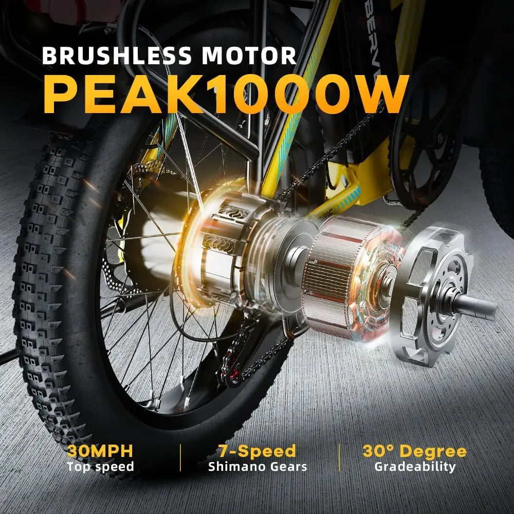 Cybervelo 1000W Ebike For Adults,Removable Battery EBike,28+MPH,Foldable Electric Bike,80 Miles Max Range,Fat Tire EK4 EK5
