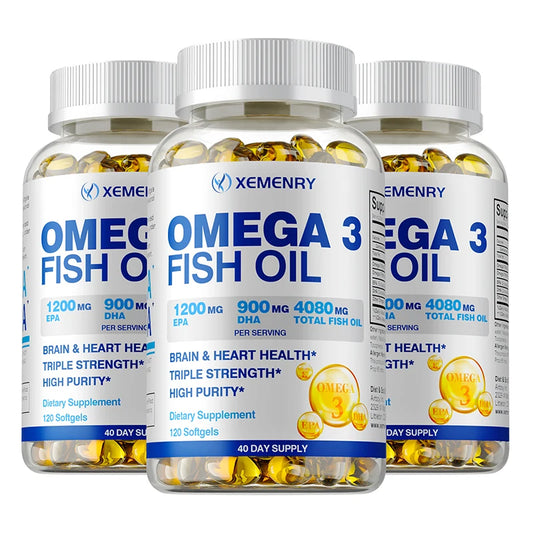 Omega-3 Fish Oil Rich in DHA and EPA - Improve Bad Mood, Relieve Stress, Strengthen The Brain, Improve Memory & Intelligence