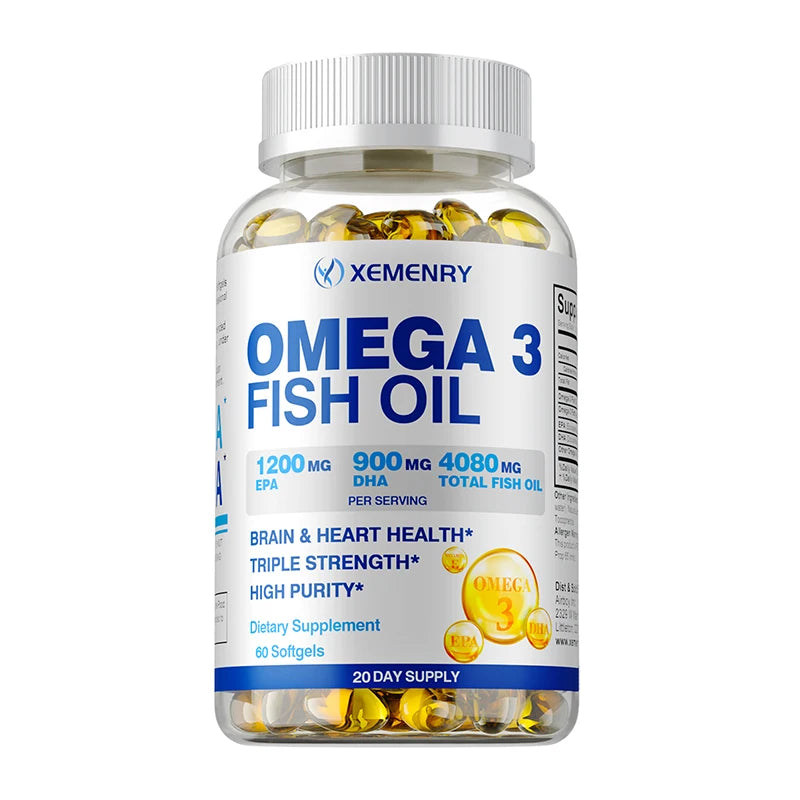 Omega-3 Fish Oil Rich in DHA and EPA - Improve Bad Mood, Relieve Stress, Strengthen The Brain, Improve Memory & Intelligence