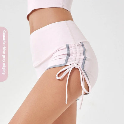 Women's Thin Drawstring Sports Yoga Shorts High Elastic Fitness Running Pants